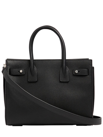 SAINT LAURENT BABY SAC DE JOUR  LEATHER TOP HANDLE BAG, BLACK