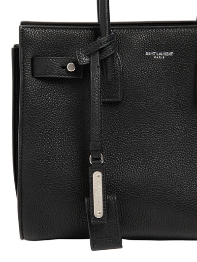 SAINT LAURENT BABY SAC DE JOUR  LEATHER TOP HANDLE BAG, BLACK