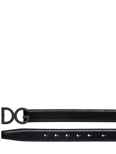 Dolce & Gabbana 30mm Rubberized Dg Leather Belt In Black