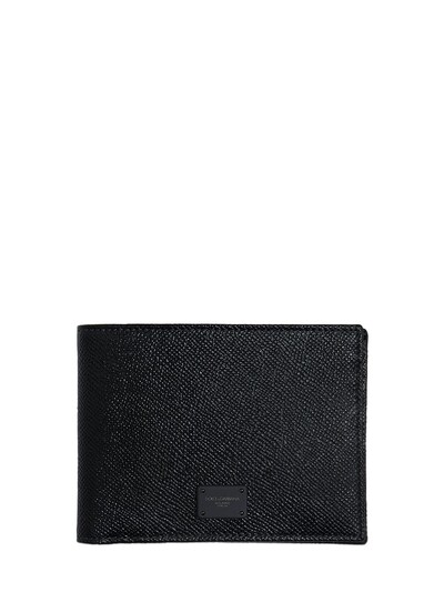 Dolce & Gabbana Dauphine Leather Classic Wallet In Black