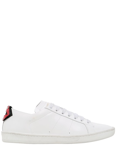 Saint Laurent 20mm Court Classic Lips Leather Sneakers In Red/white/blue