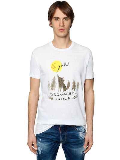 Dsquared2 Wolf Printed Cotton Jersey T 