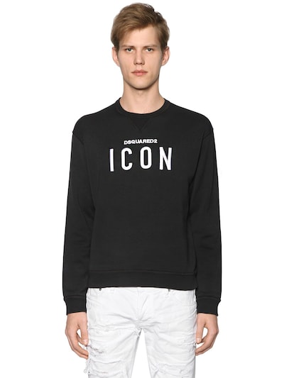 Dsquared2 Icon Embroidered Cotton Sweatshirt In Black