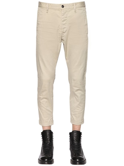 Dsquared2 16cm Stretch Cotton Twill Pants In Stone