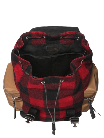 DSQUARED2 CHECKED WOOL & DENIM BACKPACK