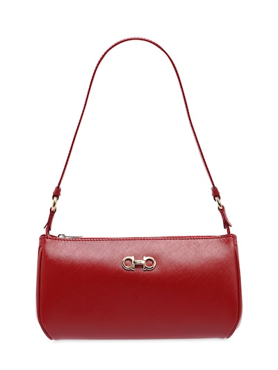 Ferragamo Lisetta Saffiano Leather Shoulder Bag, Red