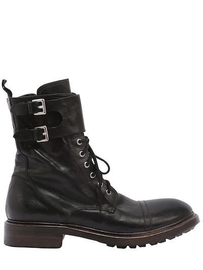 Preventi Marines Leather Combat Boots In Black