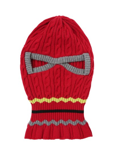 Annapurna Cashmere Knit Ski Mask In Red/grey/black