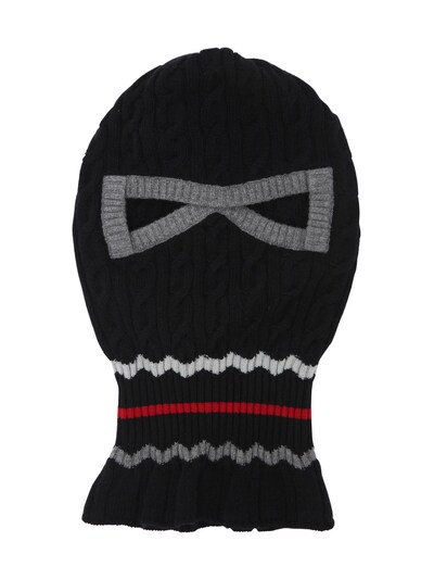 Annapurna Cashmere Knit Ski Mask, Black/red/grey