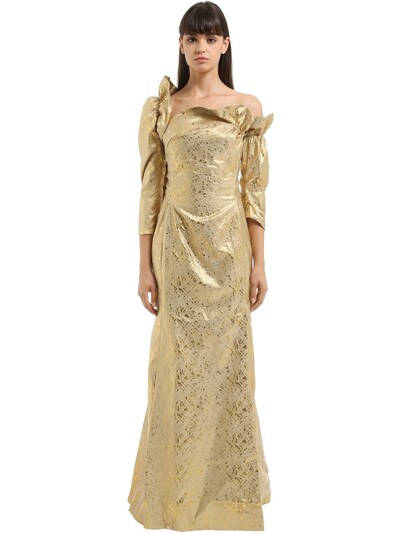 Vivienne Westwood Moon Asymmetrical Jacquard Dress In Gold