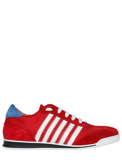 Dsquared2 Striped Nylon & Suede Leather Sneakers, Red/white
