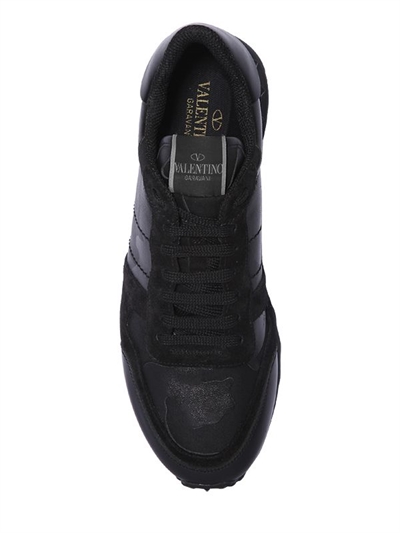 VALENTINO GARAVANI ROCKRUNNER CAMO LEATHER SNEAKERS
