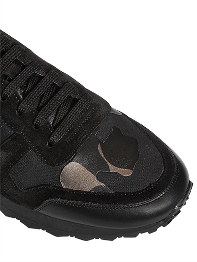 VALENTINO GARAVANI ROCKRUNNER CAMO LEATHER SNEAKERS