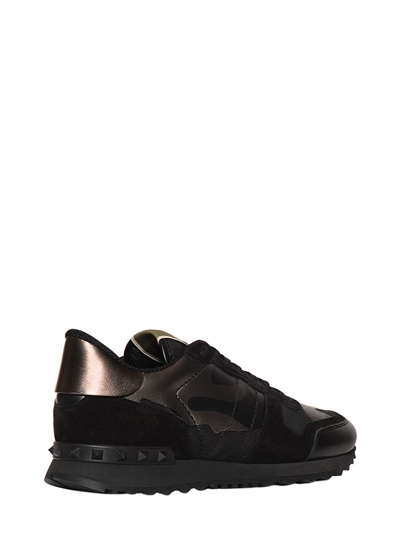 VALENTINO GARAVANI ROCKRUNNER CAMO LEATHER SNEAKERS