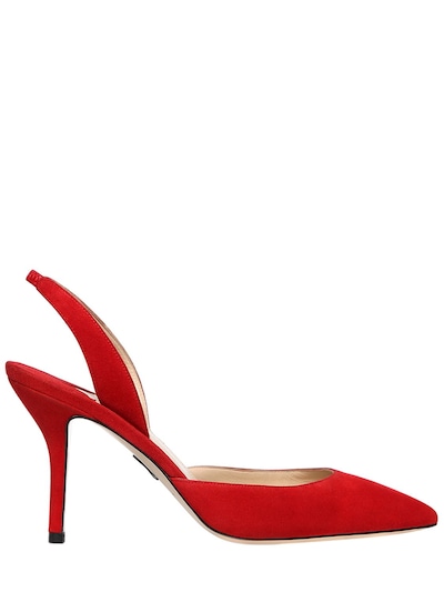 PAUL ANDREW 85MM RHEA SLING BACK SUEDE PUMPS, RED