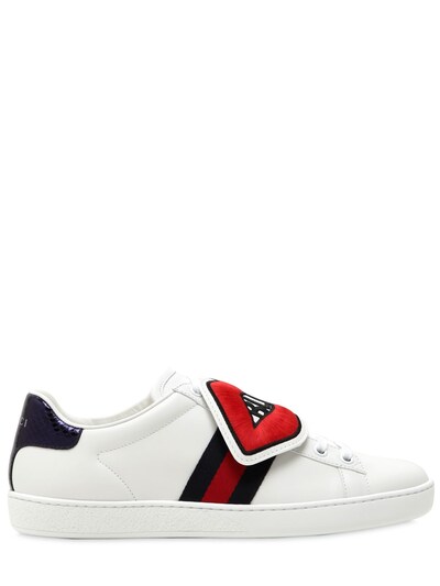 GUCCI NEW ACE LEATHER SNEAKERS WITH PATCHES,66II9H014-OTA3MA2