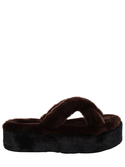 Avec Modération 40mm St Moritz Faux Fur Platform Sandals In Brown/black