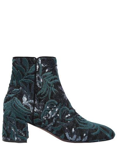 Agl Attilio Giusti Leombruni 50mm Sequined Lace & Suede Ankle Boots In Green