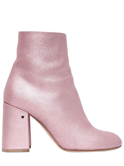 Laurence Dacade 90mm Philae Glitter Leather Ankle Boots In Pink