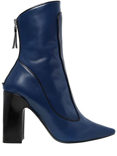 Fabrizio Viti 100mm Winter Timeless Leather Boots In Navy