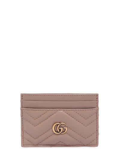 GUCCI GG MARMONT 2.0 LEATHER CARD HOLDER, PINK