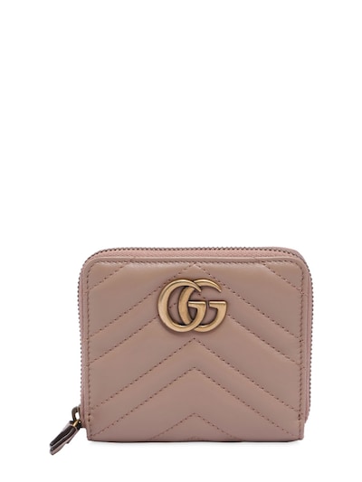 GUCCI SMALL GG MARMONT 2.0 LEATHER ZIP WALLET, PINK