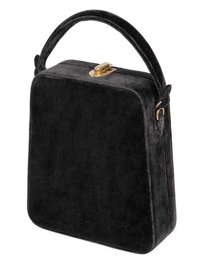 Bertoni 1949 Tall Bertoncina Velvet Top Handle Bag In Black
