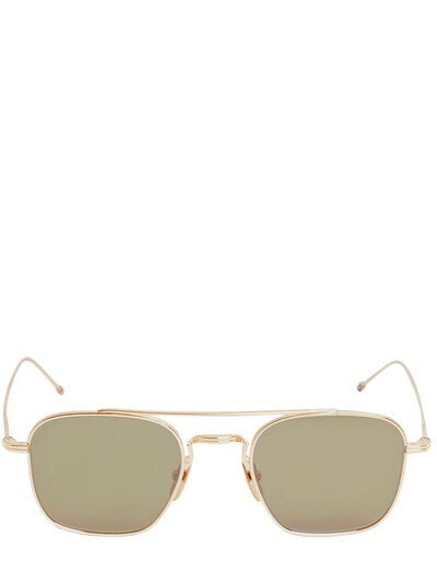 Thom Browne Squared Gold Aviator Sunglasses