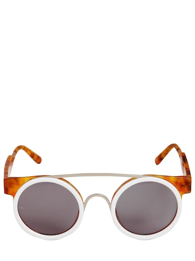 Smoke X Mirrors Dual Layered Round Sunglasses In Brown/white