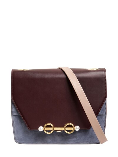 Coliac Small Adelaide Two Tone Leather Bag In Blue/bordeaux