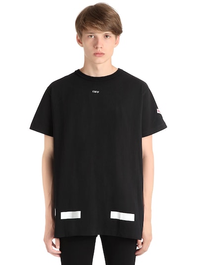 OFF-WHITE BRUSHED ARROWS COTTON JERSEY T-SHIRT,66IJRD003-MTAwMQ2
