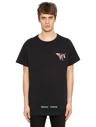 Off-white Printed Cotton Jersey Oversize T-shirt In Black