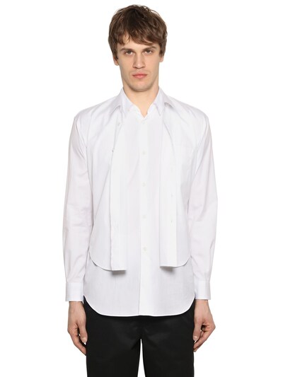 Comme Des Garçons Shirt Layered Cotton Poplin Shirt In White