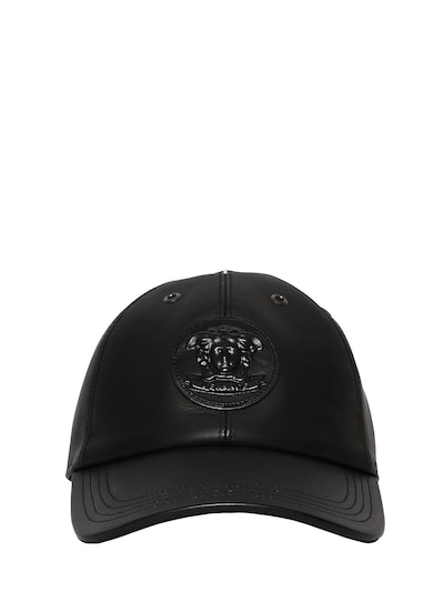 Versace 3d Medusa Leather Baseball Hat In Black