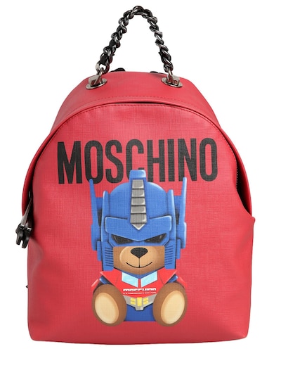 Moschino Small Teddy Transformer Backpack In Red