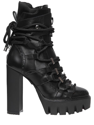 DSQUARED2 130MM ROPE LACE-UP LEATHER BOOTS, BLACK,66IL4Z009-TTA4NA2