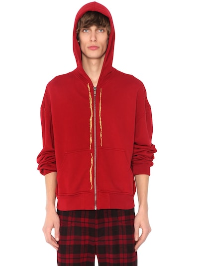 Haider Ackermann Embroidered Cotton Jersey Sweatshirt In Red | ModeSens