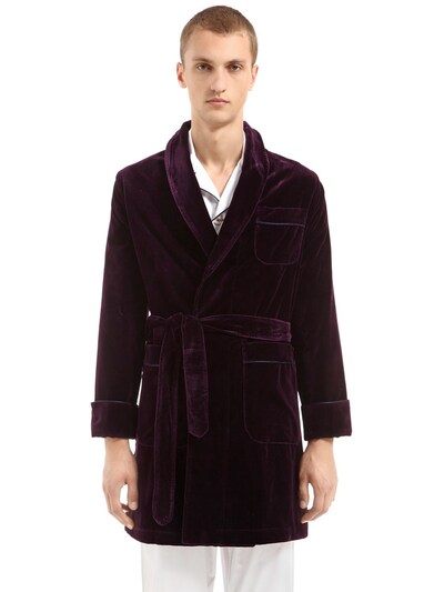 Maison Marcy Velvet Cotton Robe In Purple