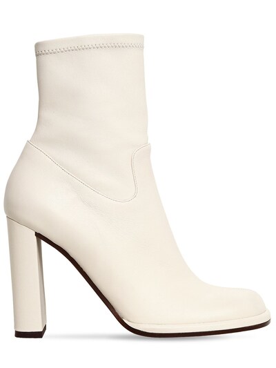 Mulberry 100mm Leather Ankle Boots In White