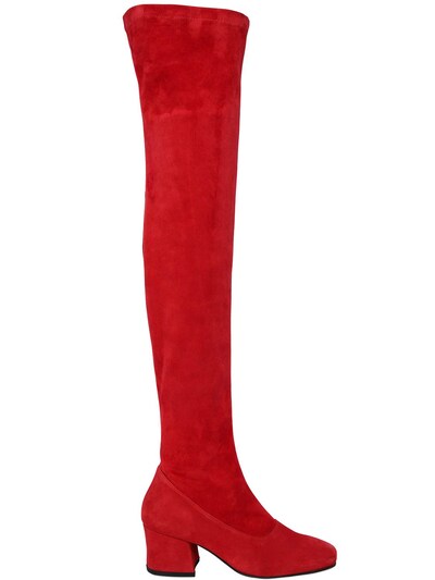 DORATEYMUR 60MM SYBIL SUEDE OVER THE KNEE BOOTS, RED