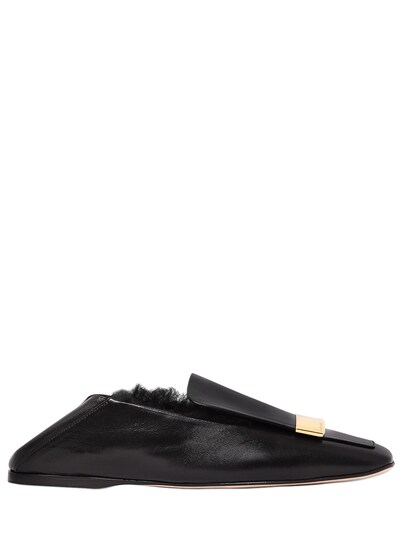 Sergio Rossi 10mm Shearling & Leather Loafers In Black | ModeSens