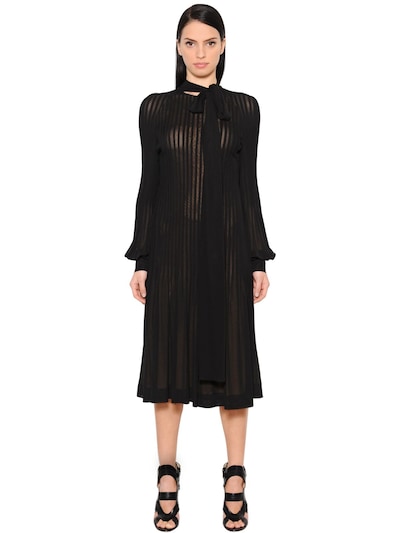 Antonio Berardi Pleated Crepe Jersey Midi Dress In Black