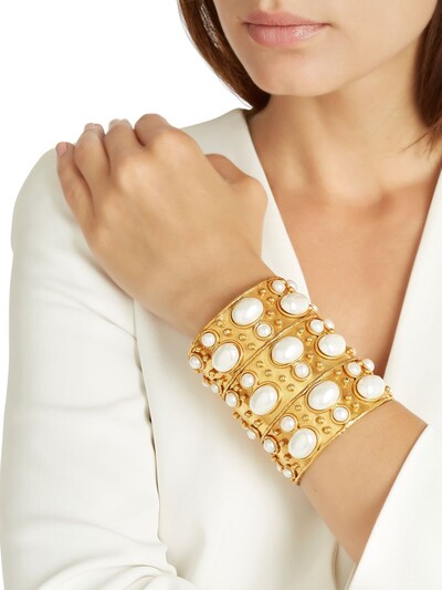 Sylvia Toledano Manchette Byzance Pearl Cuff Bracelet In Gold,pearl
