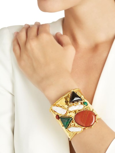 Sylvia Toledano Manchette Artsty Cuff Quartz Bracelet In Gold,multi