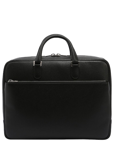 Valextra Accademia Leather Weekend Bag, Black In Black