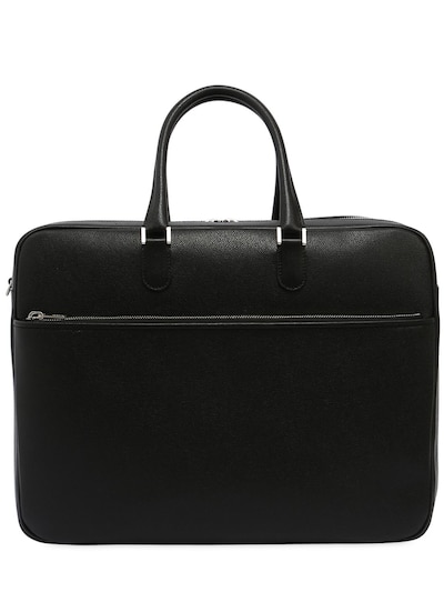 VALEXTRA ACCADEMIA LEATHER WEEKEND BAG, BLACK,66IR6D006-TG2