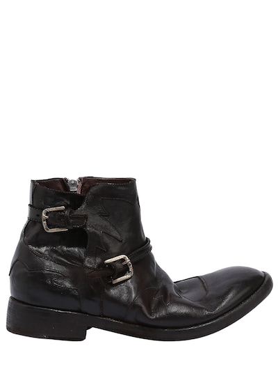 Ink Shoes Cowboy Leather Ankle Boots In Brown