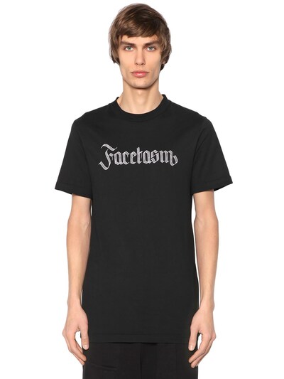 Facetasm Logo Embroidered Cotton Jersey T-shirt In Black