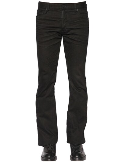 Dsquared2 24cm Ski Stretch Drill Jeans W/ Tulle, Black In Black