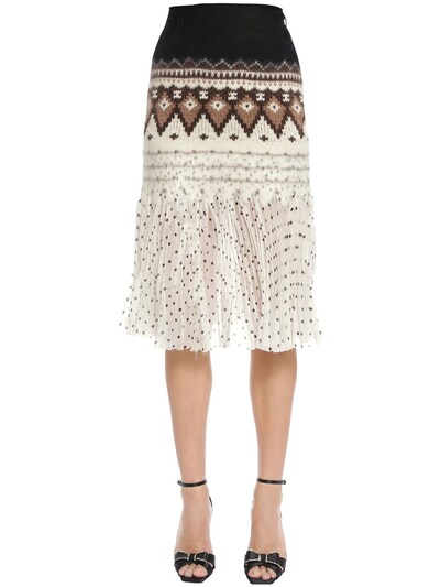 Loewe Patchwork Jersey, Knit & Organza Skirt In Multicolor